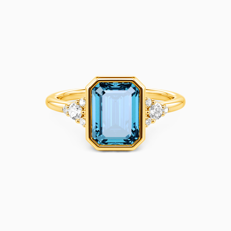 "A Focused Forever" Emerald Cut Cluster Side Stone Engagement Ring