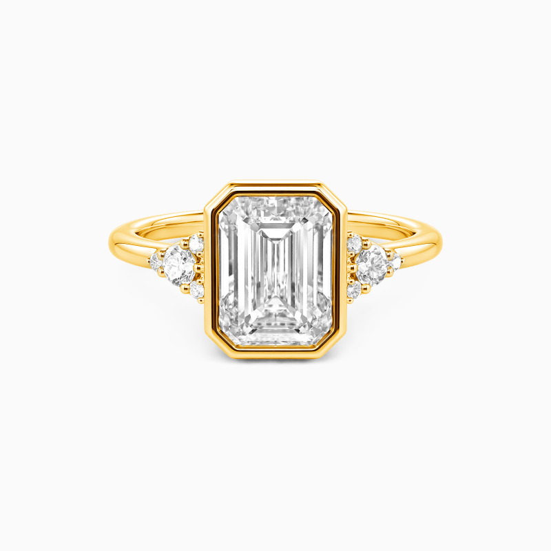 "A Focused Forever" Emerald Cut Cluster Side Stone Engagement Ring