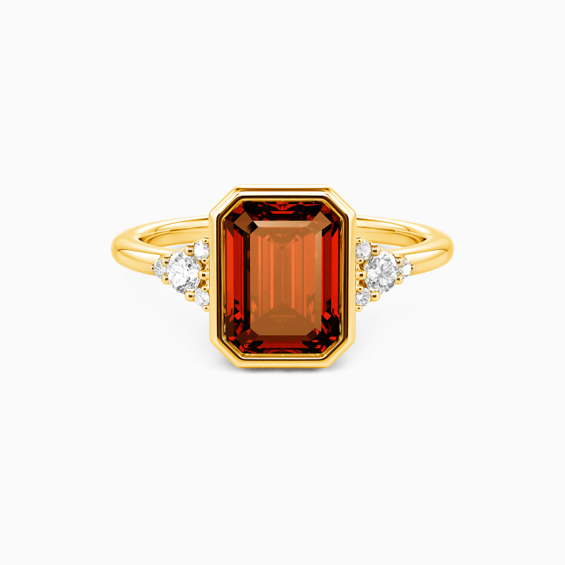 "A Focused Forever" Emerald Cut Cluster Side Stone Engagement Ring