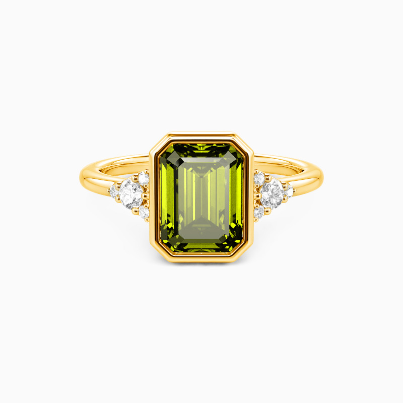 "A Focused Forever" Emerald Cut Cluster Side Stone Engagement Ring