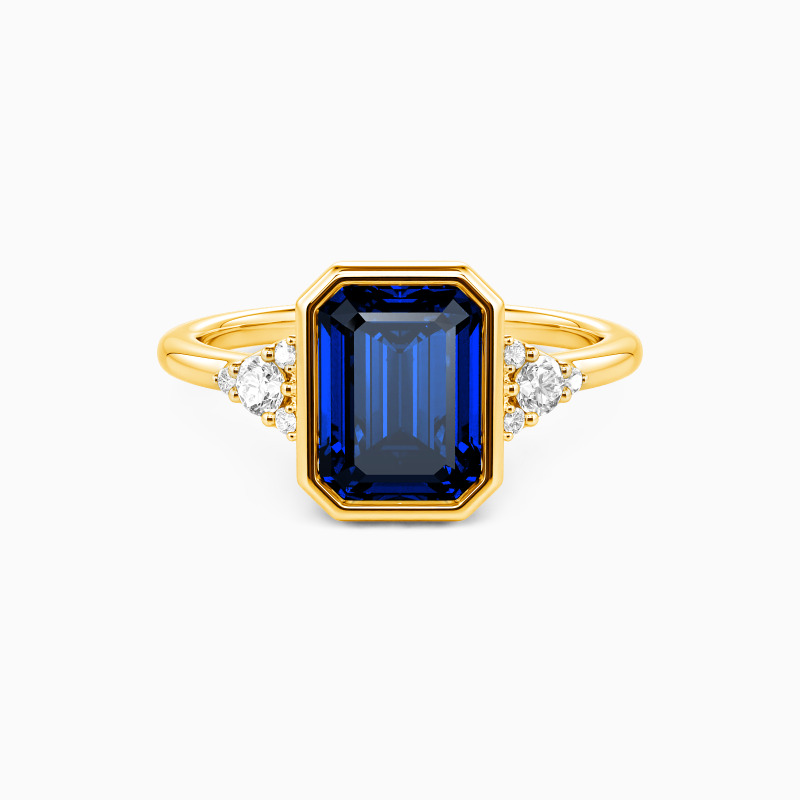 "A Focused Forever" Emerald Cut Cluster Side Stone Engagement Ring