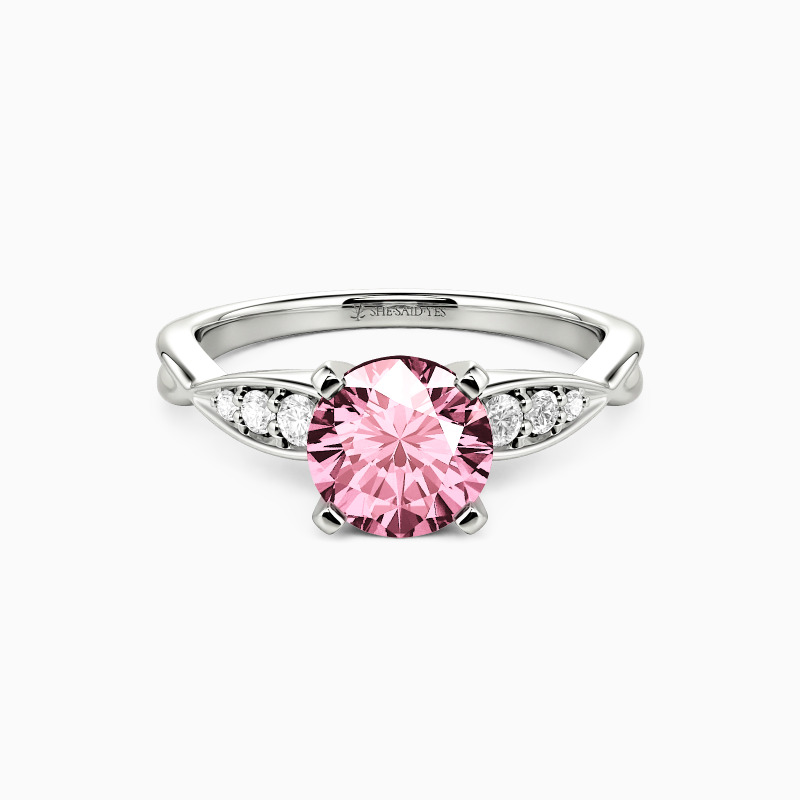 "Tenderness and Joy" Round Cut Side Stone Engagement Ring
