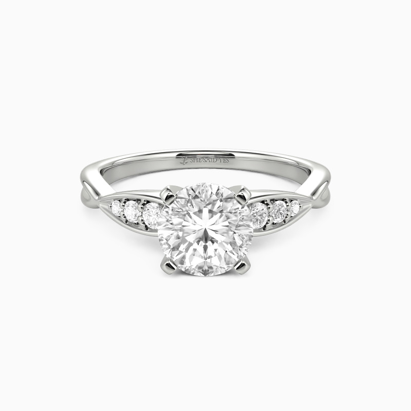 「月夜の海」婚約指輪 ラウンド 1.0ct サイドストーン Pt950