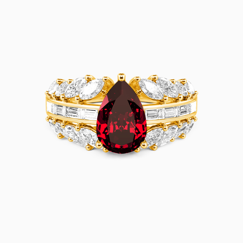 "The Unfolding Eternity" Pear Cut Side Stone Engagement Ring