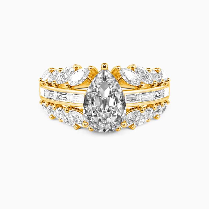 "The Unfolding Eternity" Pear Cut Side Stone Engagement Ring