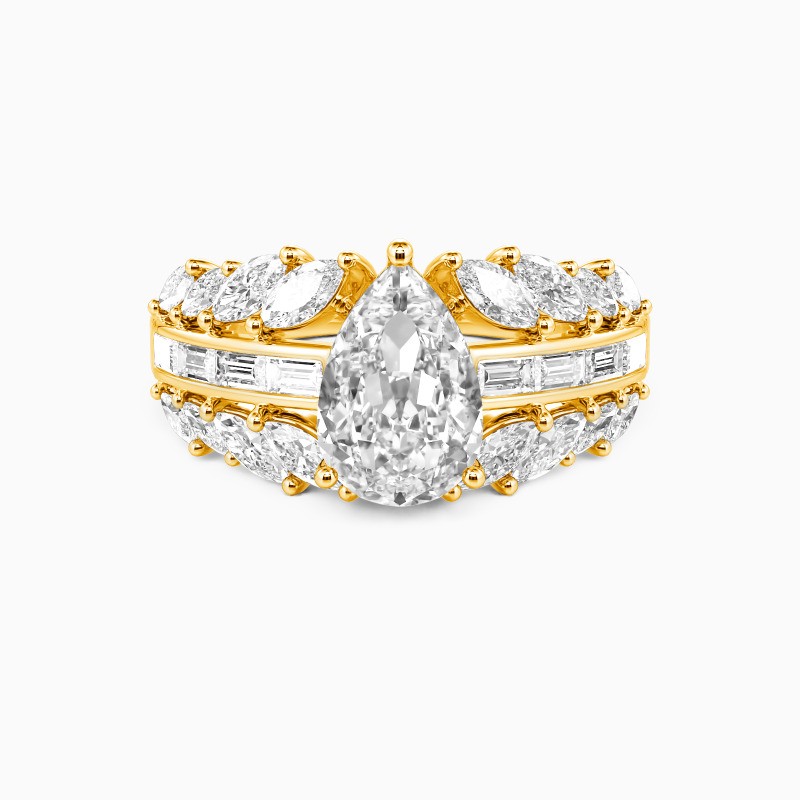 "The Unfolding Eternity" Pear Cut Side Stone Engagement Ring