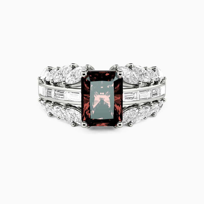 "Every Unsaid Vowel" Radiant Cut Side Stone Engagement Ring