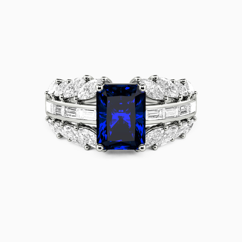 "Every Unsaid Vowel" Radiant Cut Side Stone Engagement Ring