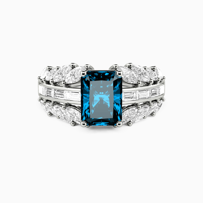 "Every Unsaid Vowel" Radiant Cut Side Stone Engagement Ring