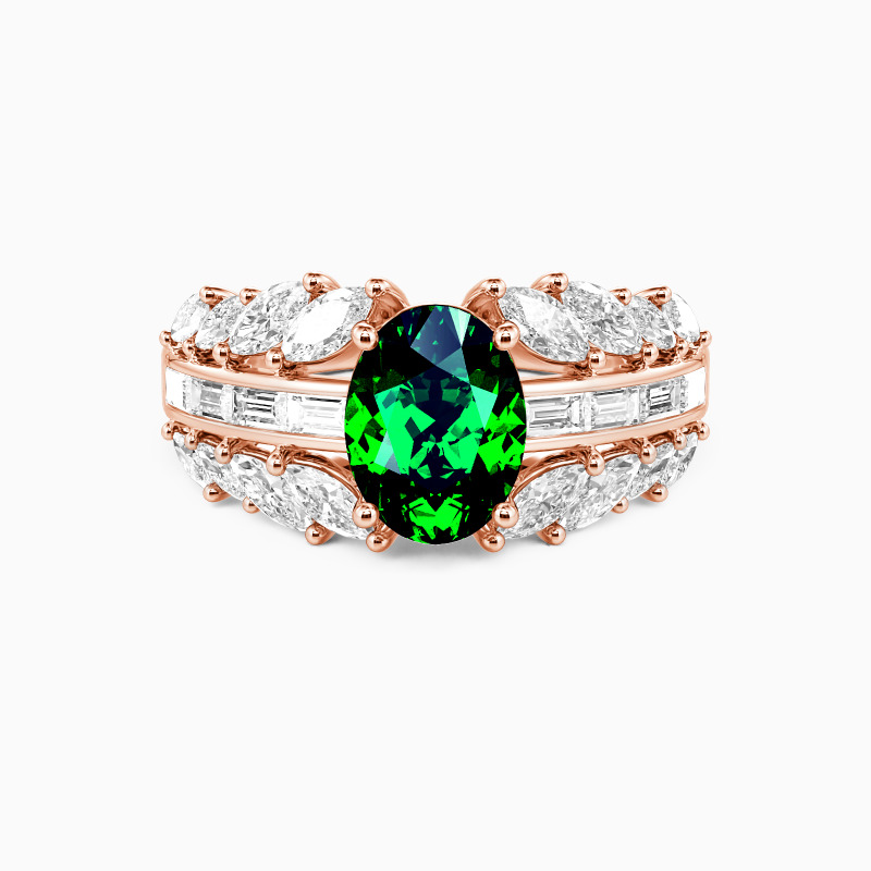 "The Ever-Blooming" Oval Cut Side Stone Engagement Ring