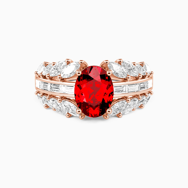 "The Ever-Blooming" Oval Cut Side Stone Engagement Ring