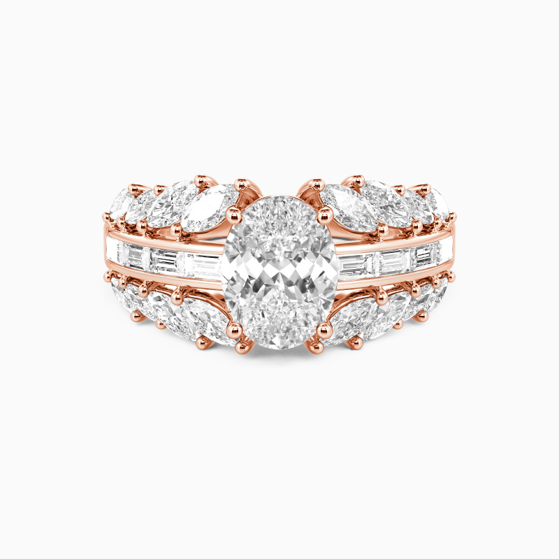 "The Ever-Blooming" Oval Cut Side Stone Engagement Ring