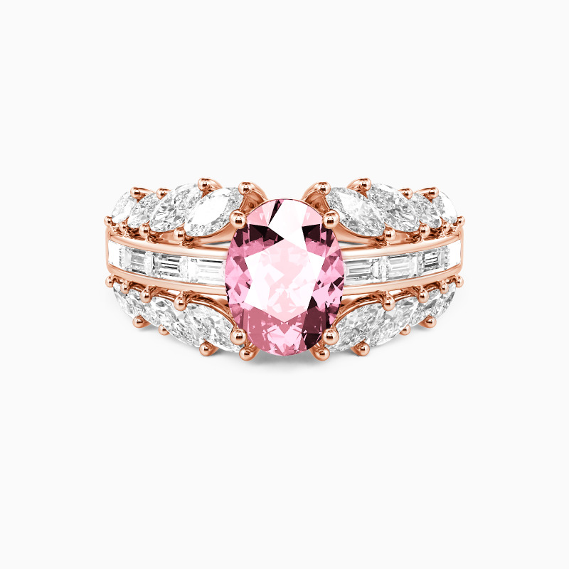 "The Ever-Blooming" Oval Cut Side Stone Engagement Ring