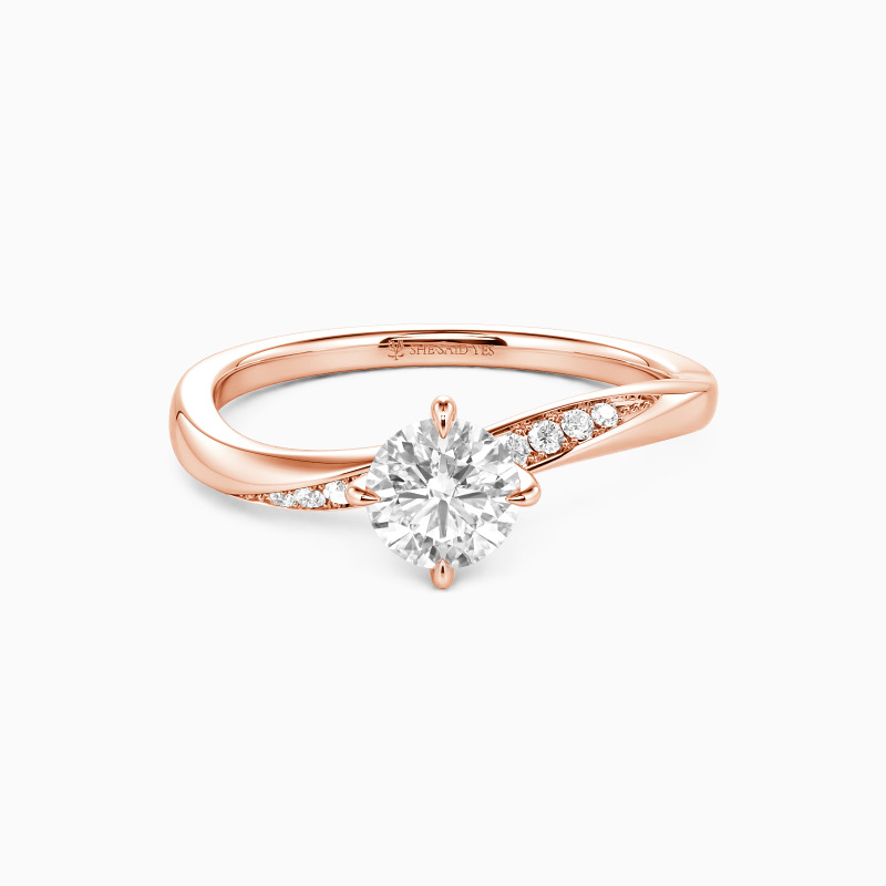 "The Tide" Round Cut Side Stone Engagement Ring