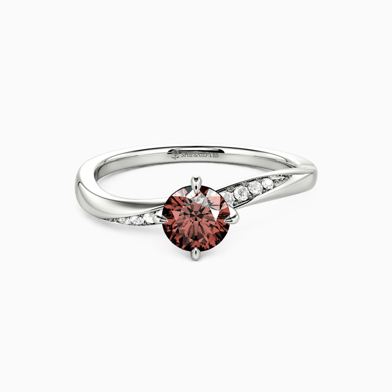 "The Tide" Round Cut Side Stone Engagement Ring