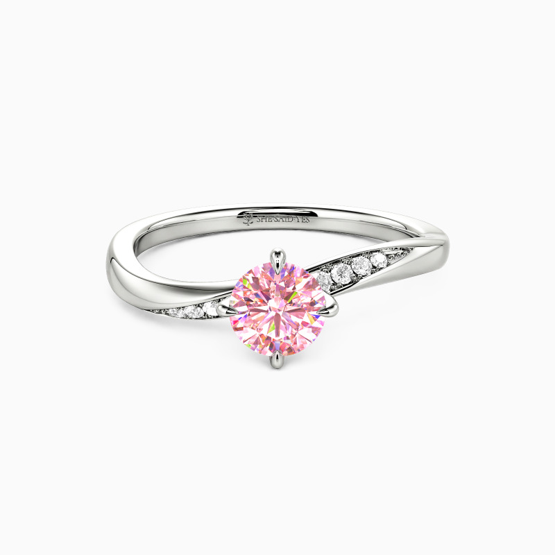 "The Tide" Round Cut Side Stone Engagement Ring