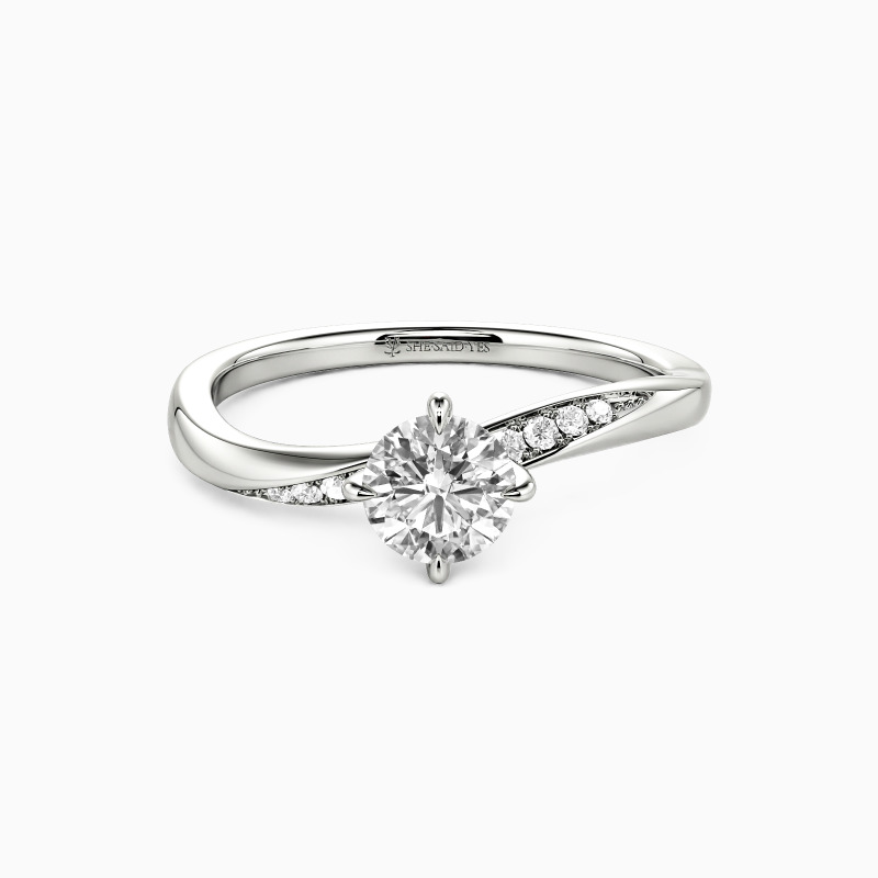 "The Tide" Round Cut Side Stone Engagement Ring