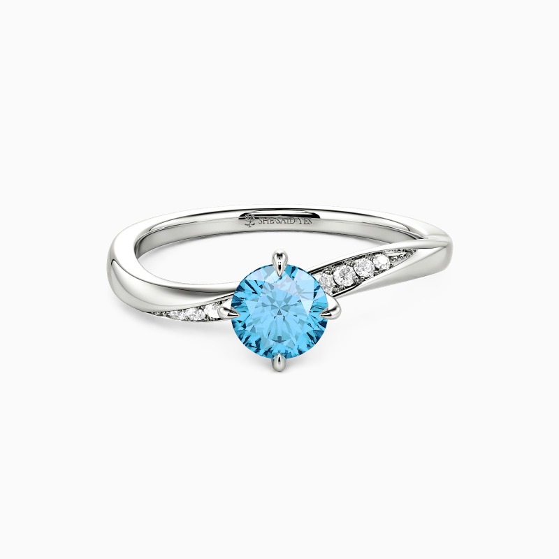 "The Tide" Round Cut Side Stone Engagement Ring