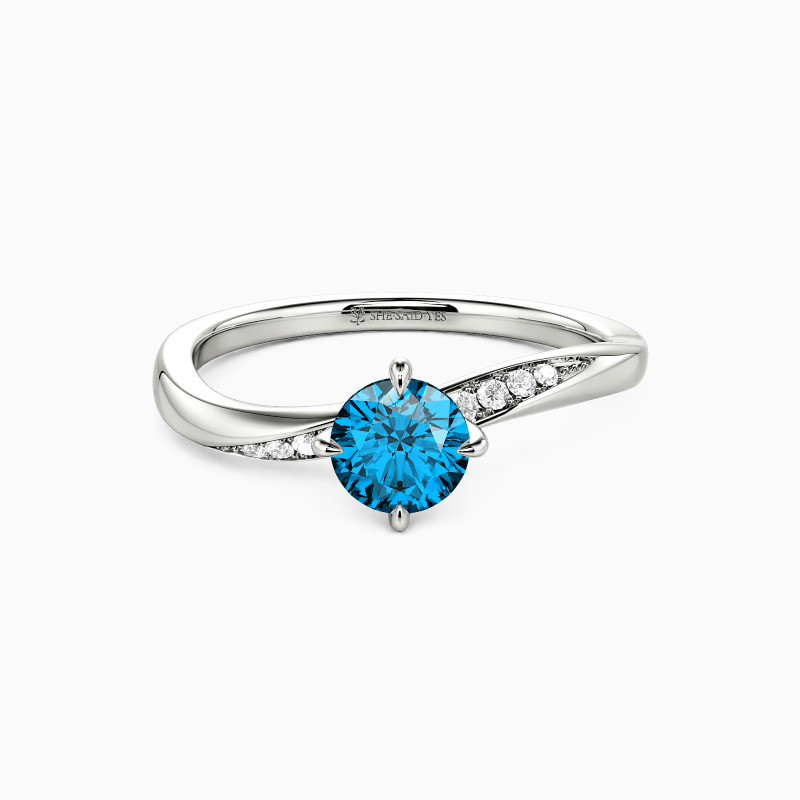 "The Tide" Round Cut Side Stone Engagement Ring