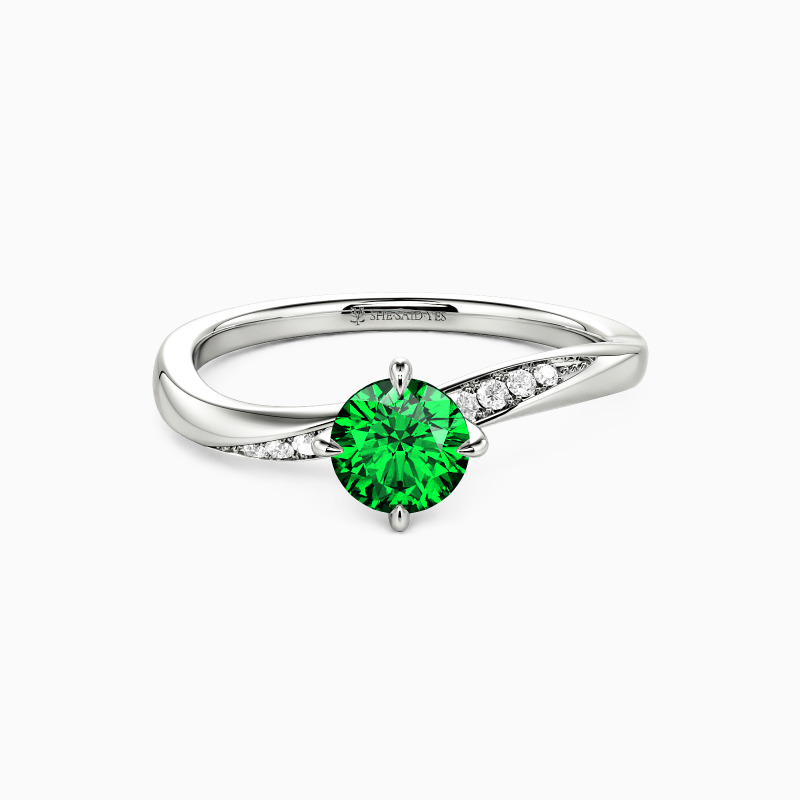"The Tide" Round Cut Side Stone Engagement Ring