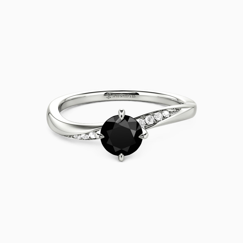 "The Tide" Round Cut Side Stone Engagement Ring