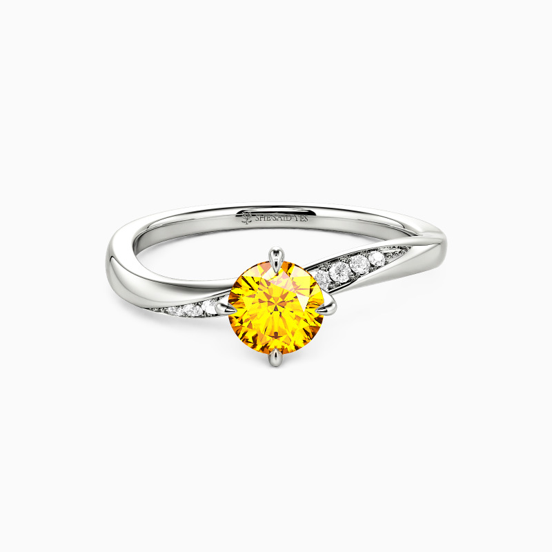 "The Tide" Round Cut Side Stone Engagement Ring