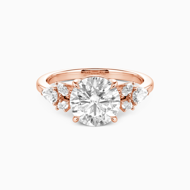 "The Radiant Bloom" Round Cut Cluster Side Stone Engagement Ring
