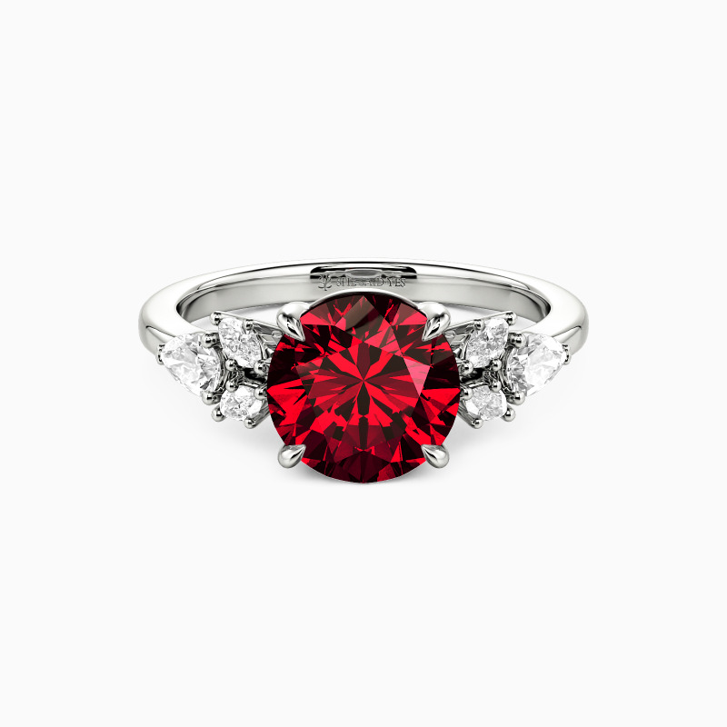 "The Radiant Bloom" Round Cut Cluster Side Stone Engagement Ring