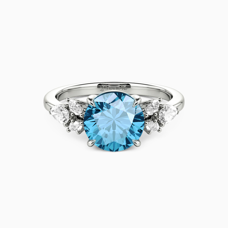 "The Radiant Bloom" Round Cut Cluster Side Stone Engagement Ring