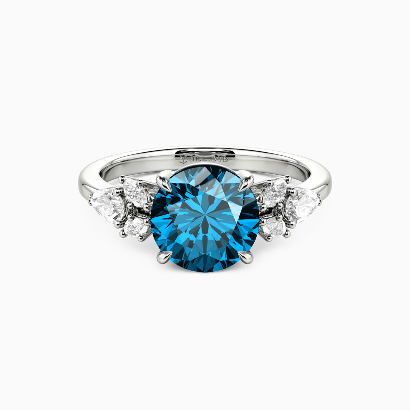 "The Radiant Bloom" Round Cut Cluster Side Stone Engagement Ring