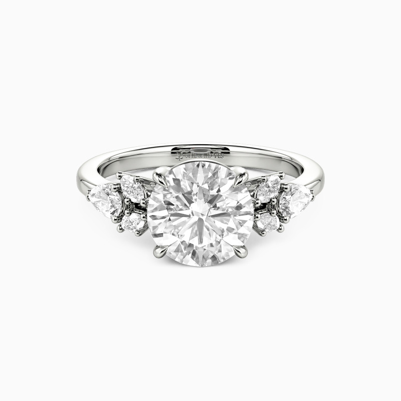 "The Radiant Bloom" Round Cut Cluster Side Stone Engagement Ring