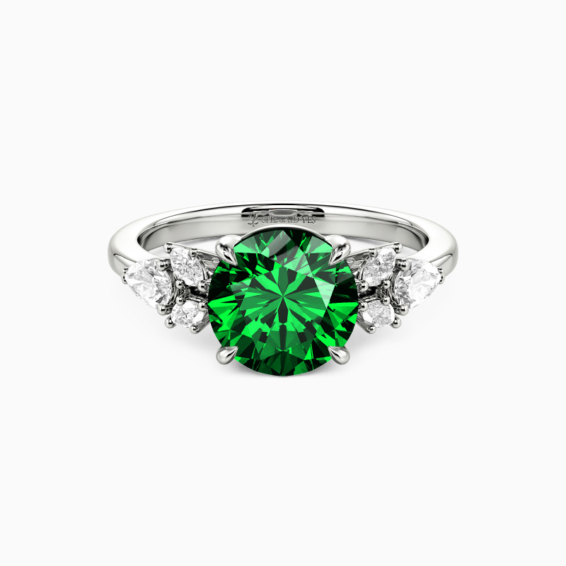"The Radiant Bloom" Round Cut Cluster Side Stone Engagement Ring