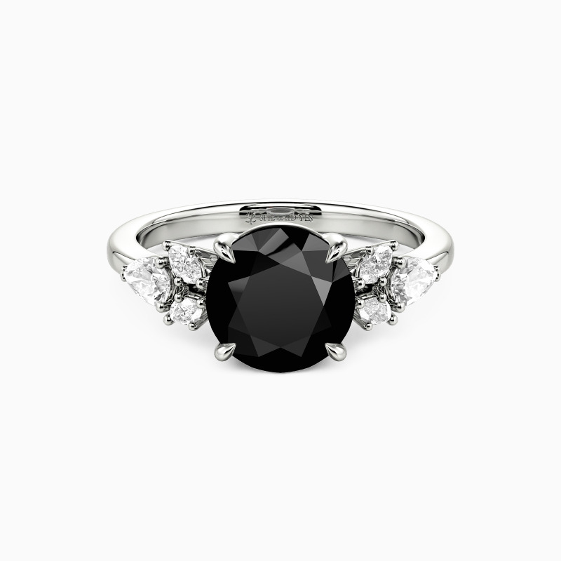"The Radiant Bloom" Round Cut Cluster Side Stone Engagement Ring