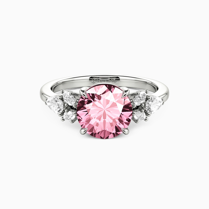 "The Radiant Bloom" Round Cut Cluster Side Stone Engagement Ring