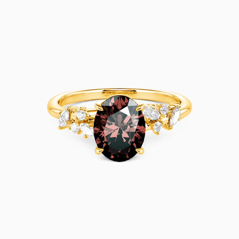 "Sylvan Vow" Oval Cut Side Stone Engagement Ring
