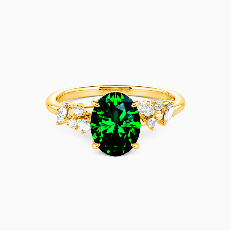 "Sylvan Vow" Oval Cut Side Stone Engagement Ring