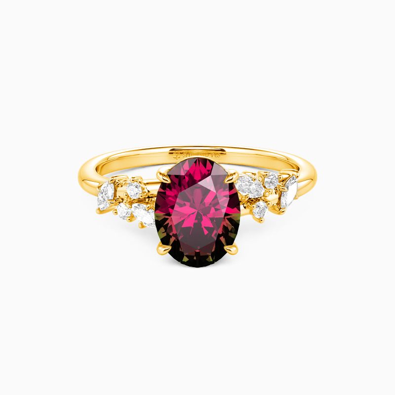 "Sylvan Vow" Oval Cut Side Stone Engagement Ring
