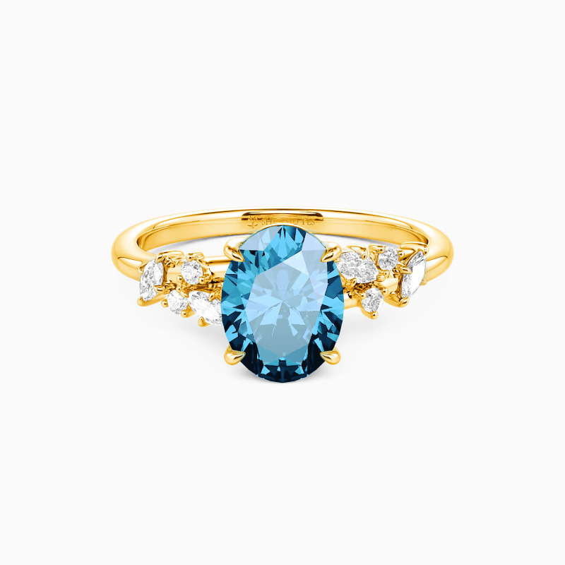 "Sylvan Vow" Oval Cut Side Stone Engagement Ring