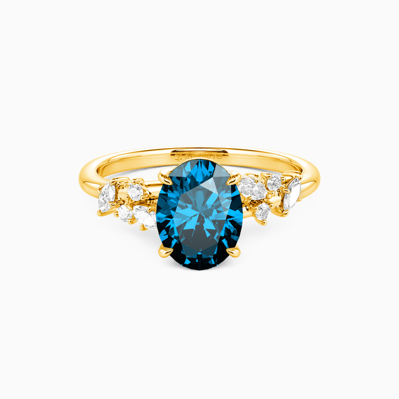 "Sylvan Vow" Oval Cut Side Stone Engagement Ring