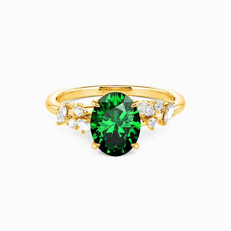 "Sylvan Vow" Oval Cut Side Stone Engagement Ring