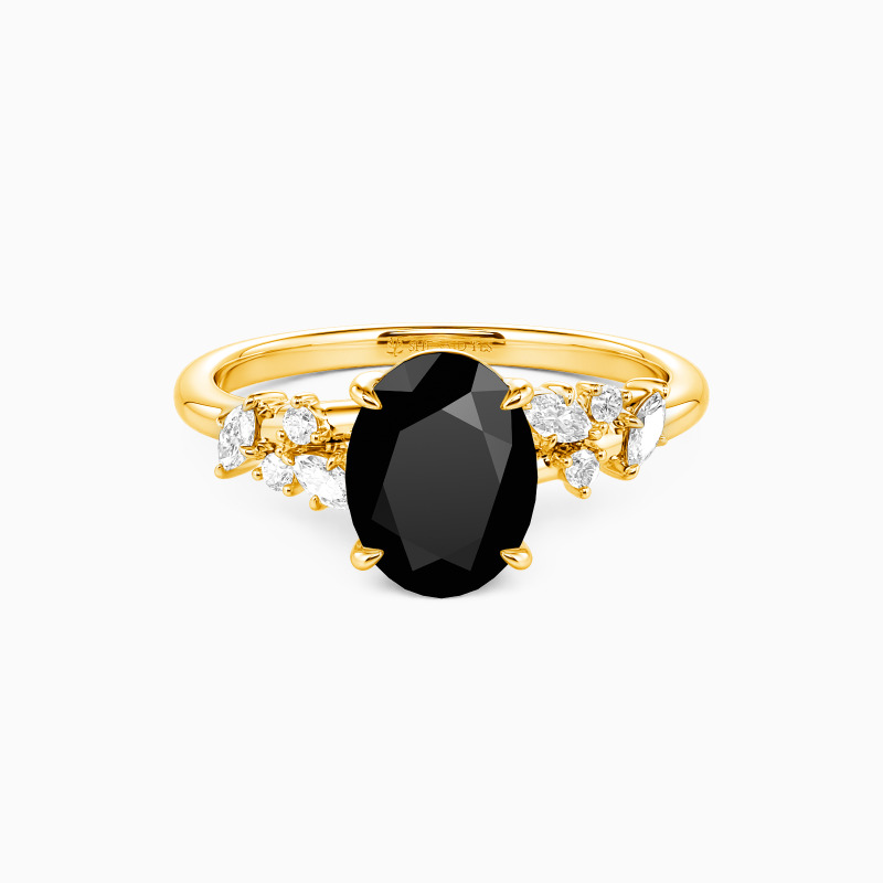 "Sylvan Vow" Oval Cut Side Stone Engagement Ring