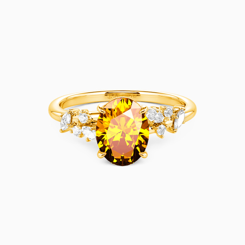 "Sylvan Vow" Oval Cut Side Stone Engagement Ring