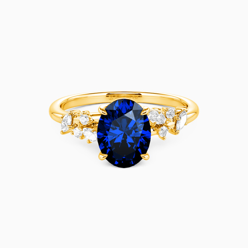 "Sylvan Vow" Oval Cut Side Stone Engagement Ring