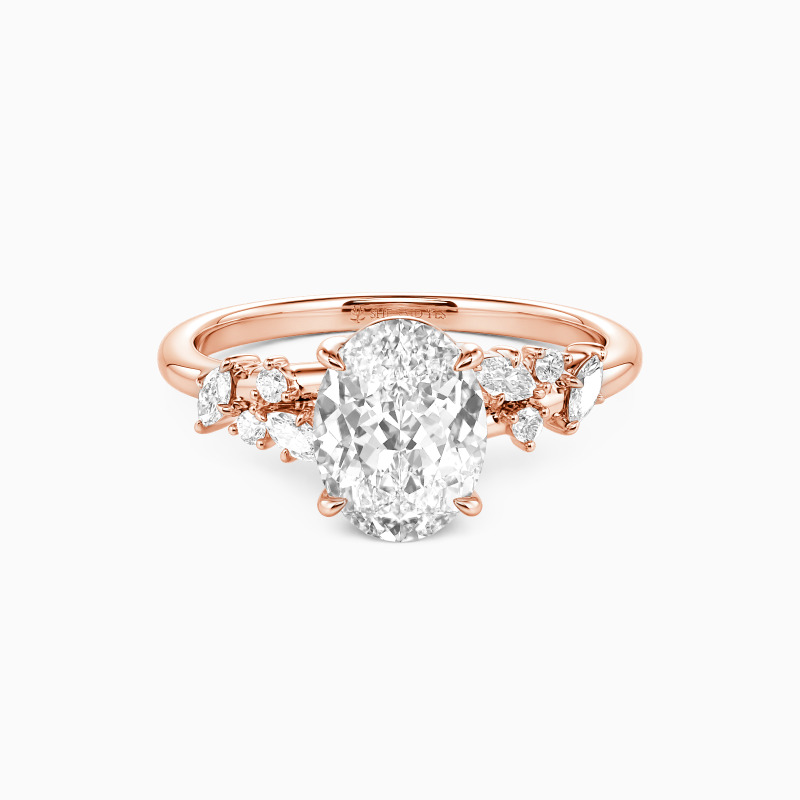 "Sylvan Vow" Oval Cut Side Stone Engagement Ring