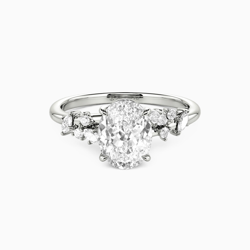 "Sylvan Vow" Oval Cut Side Stone Engagement Ring