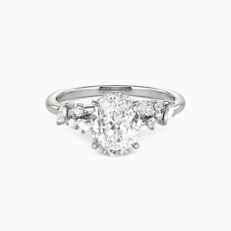 "Sylvan Vow" Oval Cut Side Stone Engagement Ring