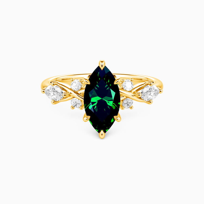 "Fated Intersection" Marquise Cut Side Stone Engagement Ring