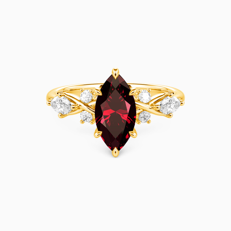 "Fated Intersection" Marquise Cut Side Stone Engagement Ring