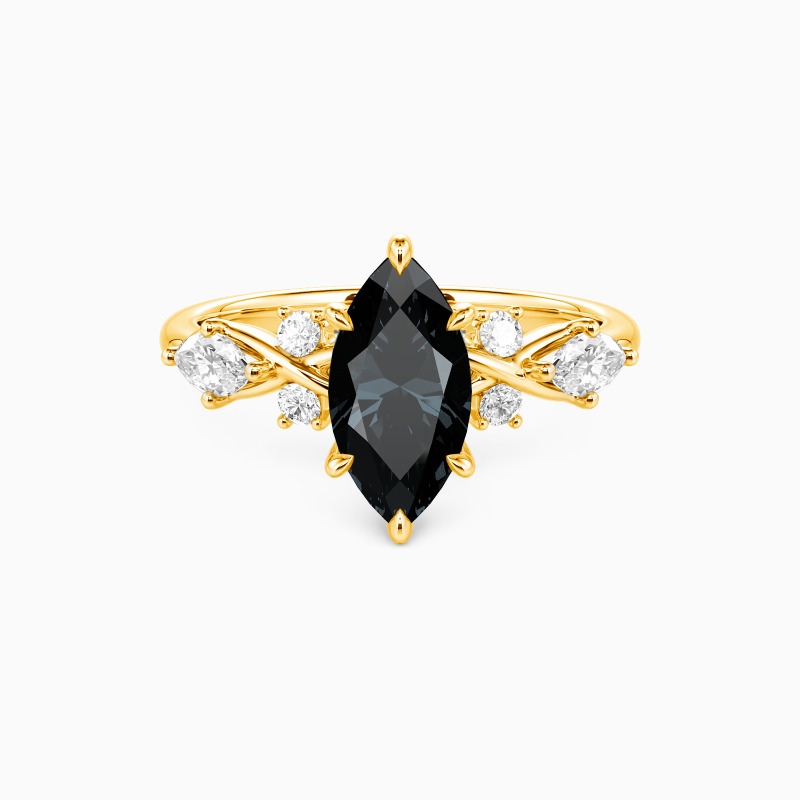 "Fated Intersection" Marquise Cut Side Stone Engagement Ring