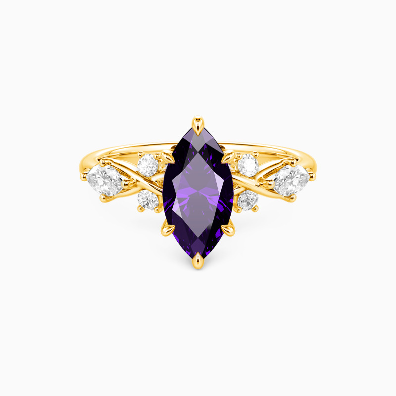 "Fated Intersection" Marquise Cut Side Stone Engagement Ring